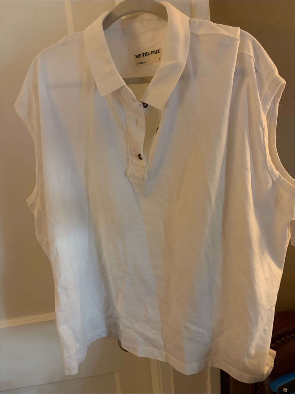 NWT Free People Keep on Polo Shirt in Clean Ivory Size L